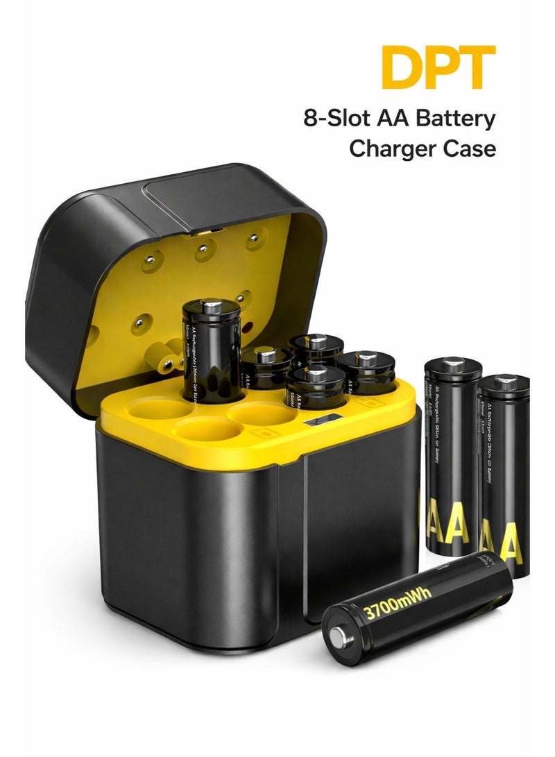 دي بي تي 8-حزمة آ بطاريات ليثيوم قابلة للشحن مع الذكية ليد شحن حالة ، 1.5 فولت 3700 مللي أمبير ، 1300 + دورات ، إب 68 للماء ، متعددة حماية بطارية مجموعة ل البعيد ، اللعب ، لوحة المفاتيح والماوس - Image 1